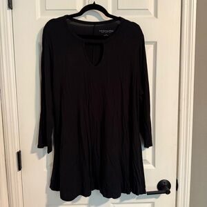 Plus Size 1X Black Tunic 3/4 Sleeves Keyhole Neck Soft Surroundings Brand